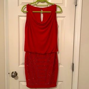 Cache Red Beaded Dress.